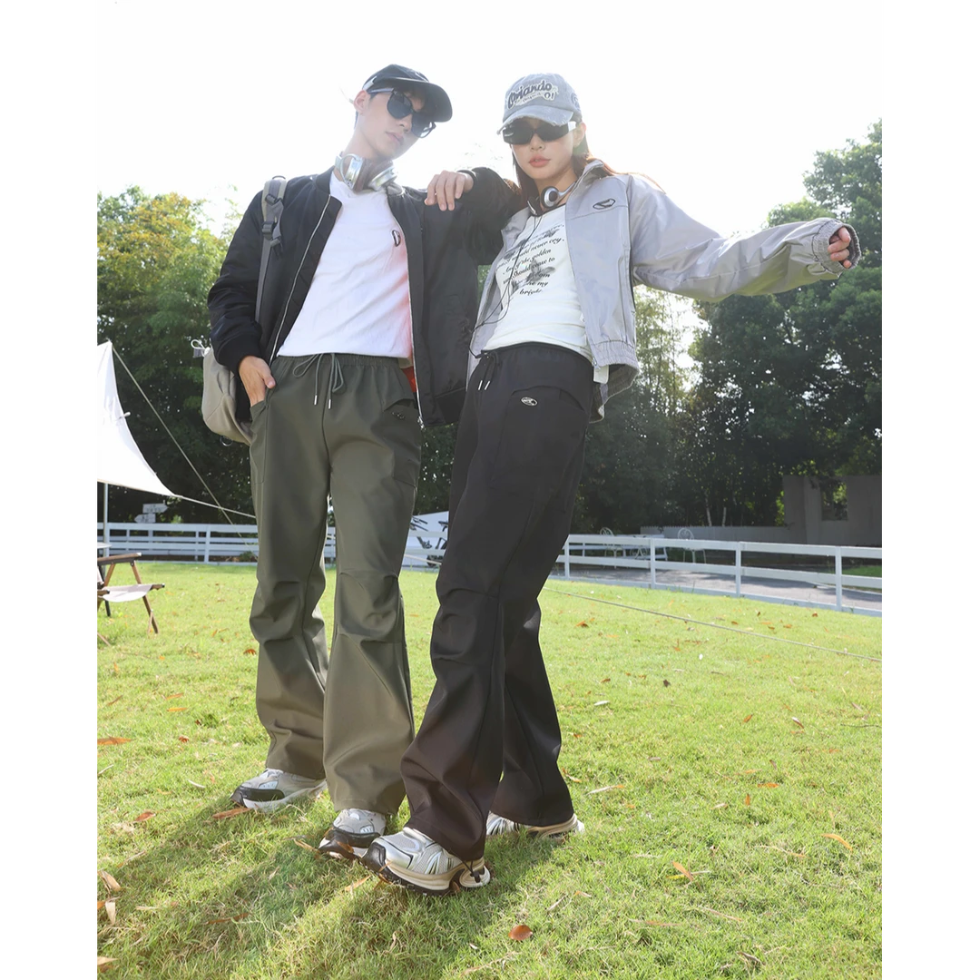 冬季新款男女同款加绒加厚工装降落伞裤1
