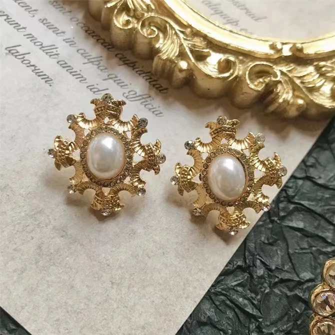 铜合金耳饰 724 英★【JK art爵士】 Vintage中古回流奢华珠珠银针