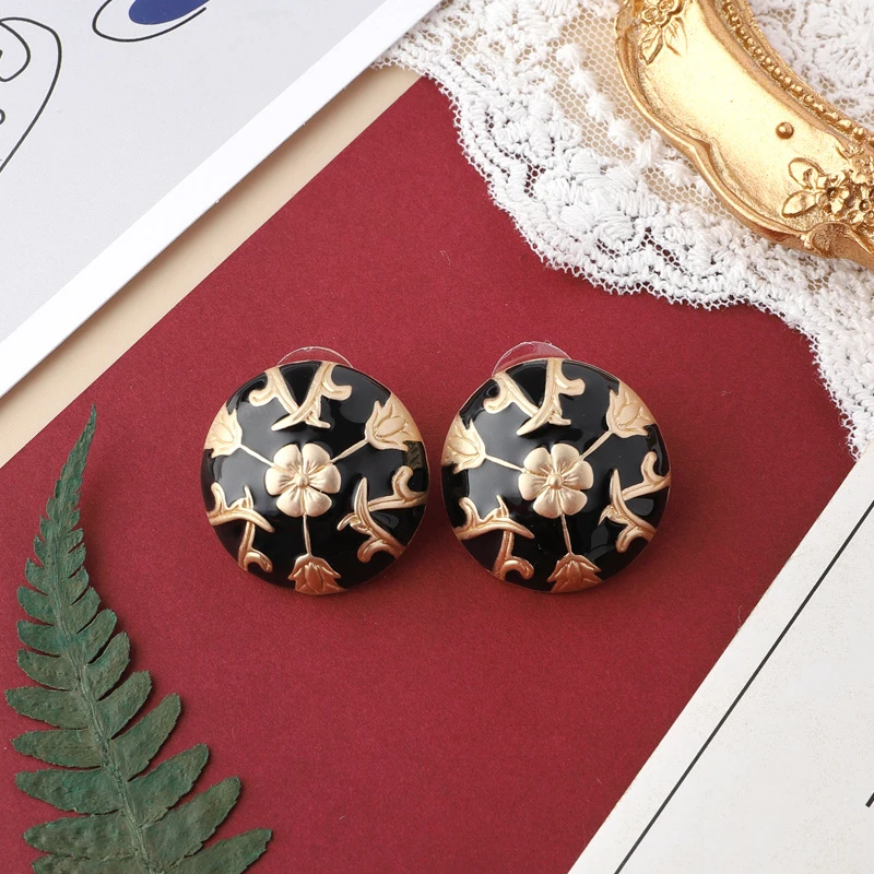 铜合金耳饰 745 德★【Loskaman罗斯卡曼】Vintage中古回流银针宫廷