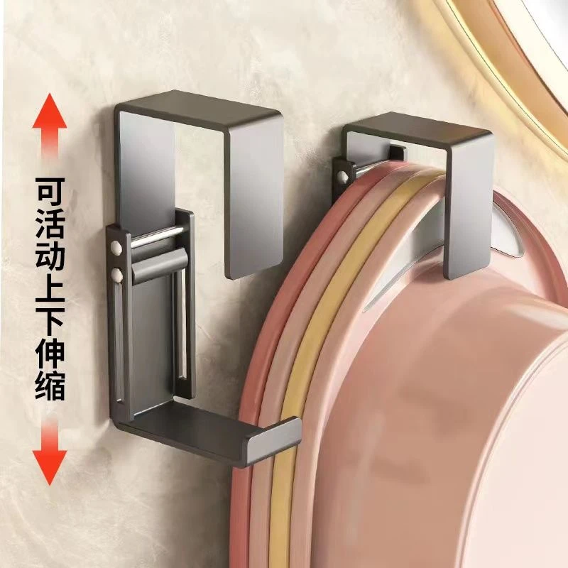 不锈钢脸盆收纳免打孔浴盆可调节挂钩卫生间浴室置物架放脸盆神器