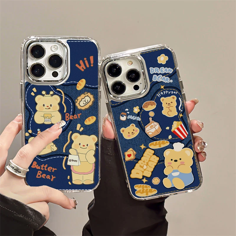 卡通小熊iPhone14promax牛仔手机壳适用苹果13可爱12/11女款14pro