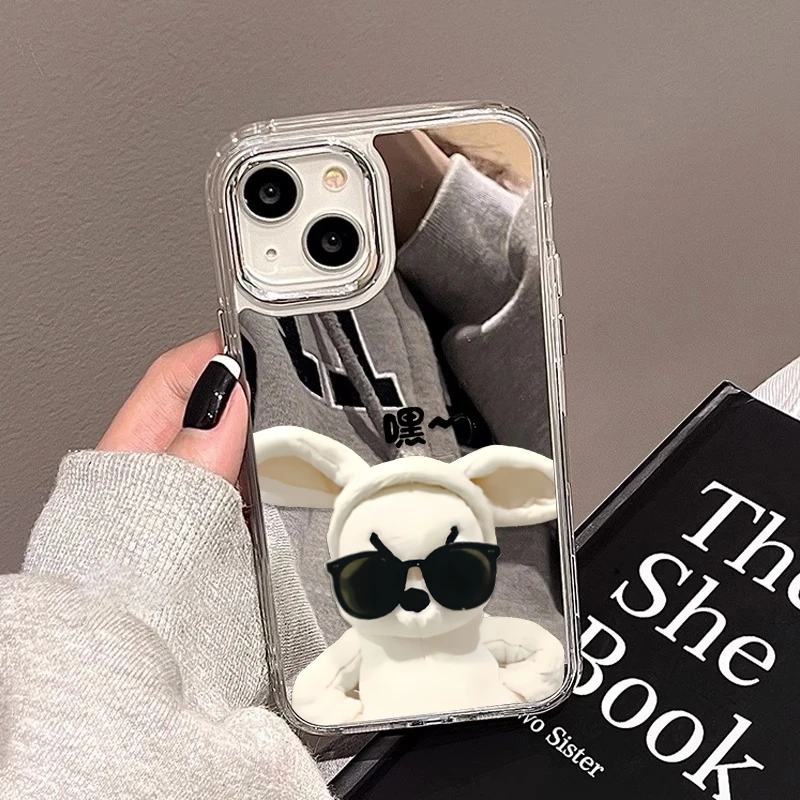 墨镜叉适用苹果15手机壳iPhone14promax镜面太空壳13女12软11高级