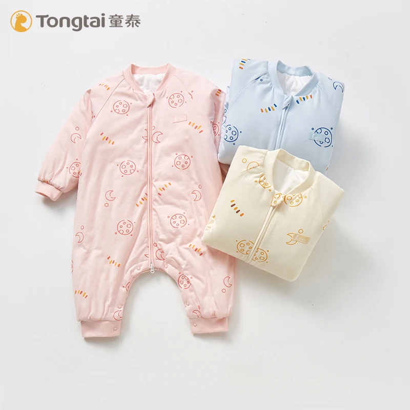 童泰秋冬睡袋婴幼儿棉床品拉链加里分腿睡袋薄棉夹棉防踢被恒温