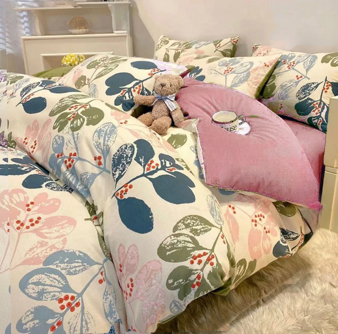 满满甜甜温馨的纯棉四件套-花千朵