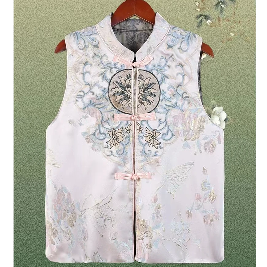 国风马甲春季薄款提花刺绣工艺国风马甲苏绣马甲2024新款国风马甲