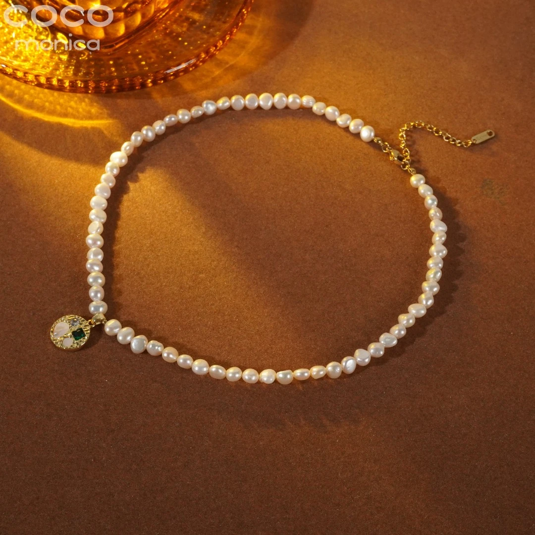 【小霞珠宝】复古吊坠珠链D070天然巴洛克珍珠 项链 时尚小众小米珠