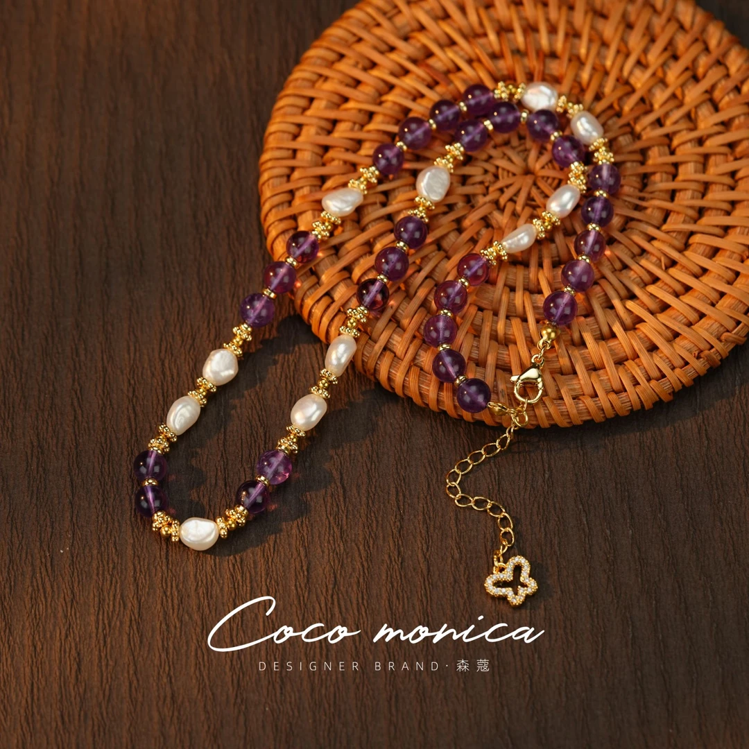 【小霞珠宝】手工时尚复古法式简约素款拼接项链WA703