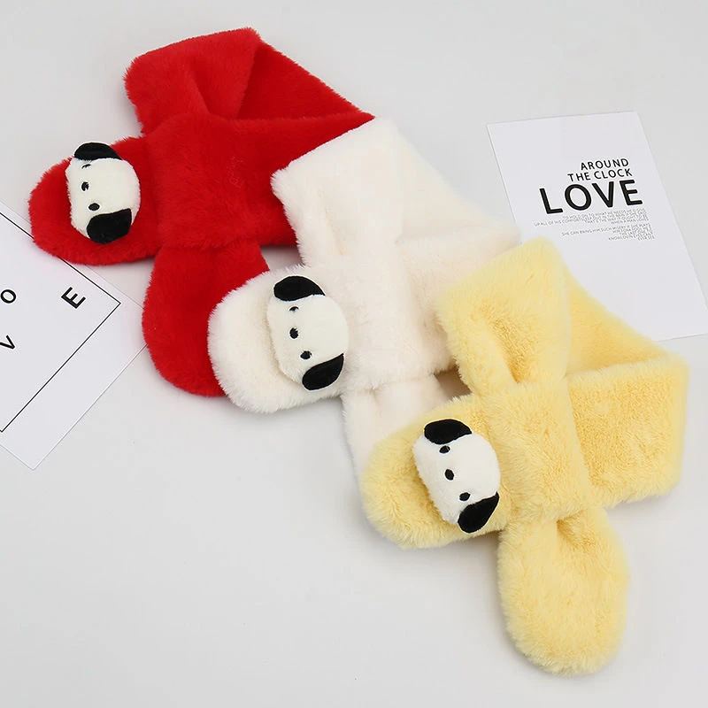 儿童百搭保暖围巾小孩韩版可爱加绒加厚卡通毛绒洋气宝宝冬款围脖