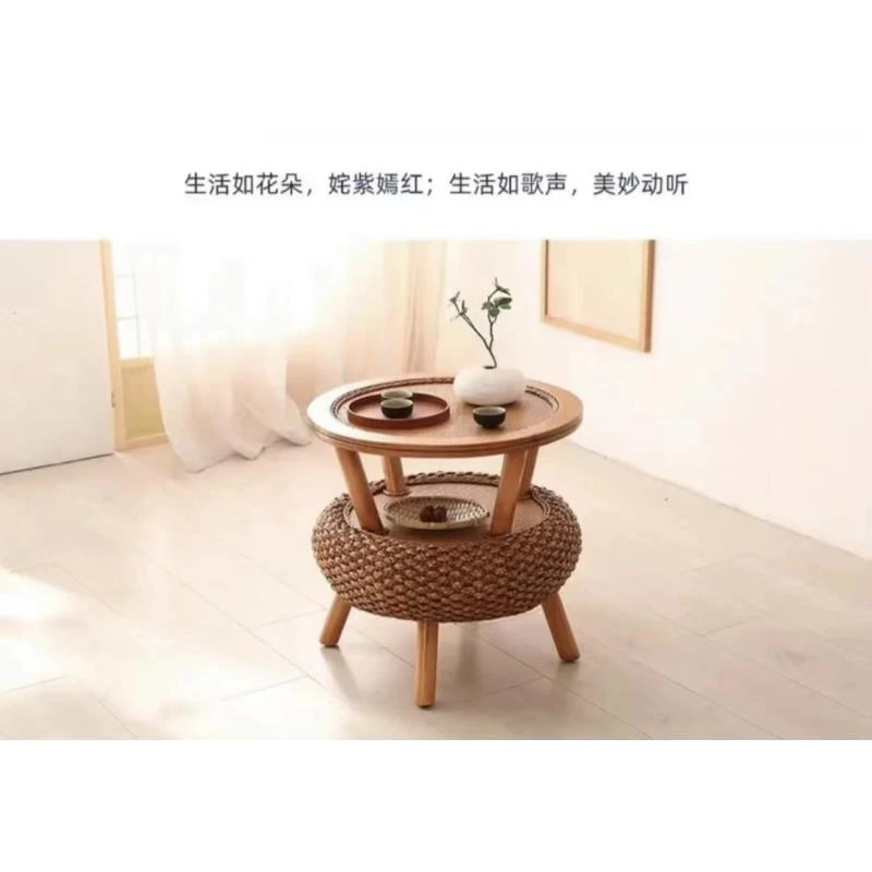 ZL10真藤桌子客厅简约轻奢风家用桌子真藤编织