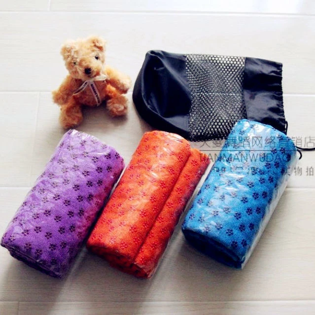 纯棉舞蹈健身瑜伽铺巾加厚防滑吸汗铺巾瑜珈毯送网袋瑜伽巾披巾