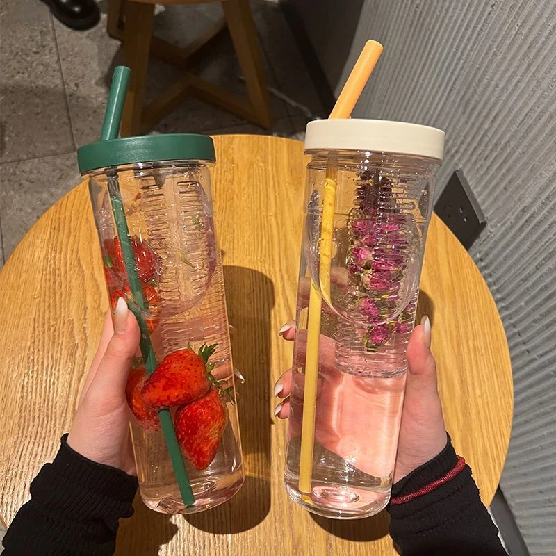 水杯女高颜值吸管杯子过滤随手杯果茶杯果汁杯优品