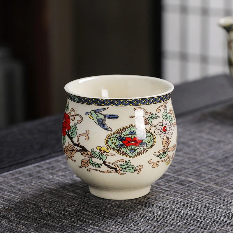 高端功夫茶具茶杯陶瓷茶盏茶碗家用单个品茗杯主人杯青花瓷泡茶杯