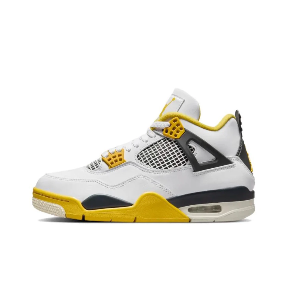 Air Jordan 4 AJ4白橙色 白黄中帮耐磨防滑复古篮球鞋 AQ9129-101