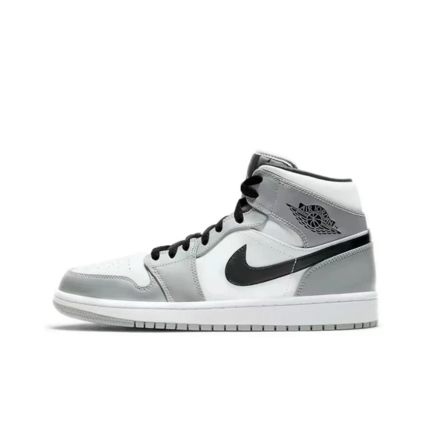 Air Jordan 1 Mid AJ1 烟灰 白灰中帮减震防滑 篮球鞋 554724-092