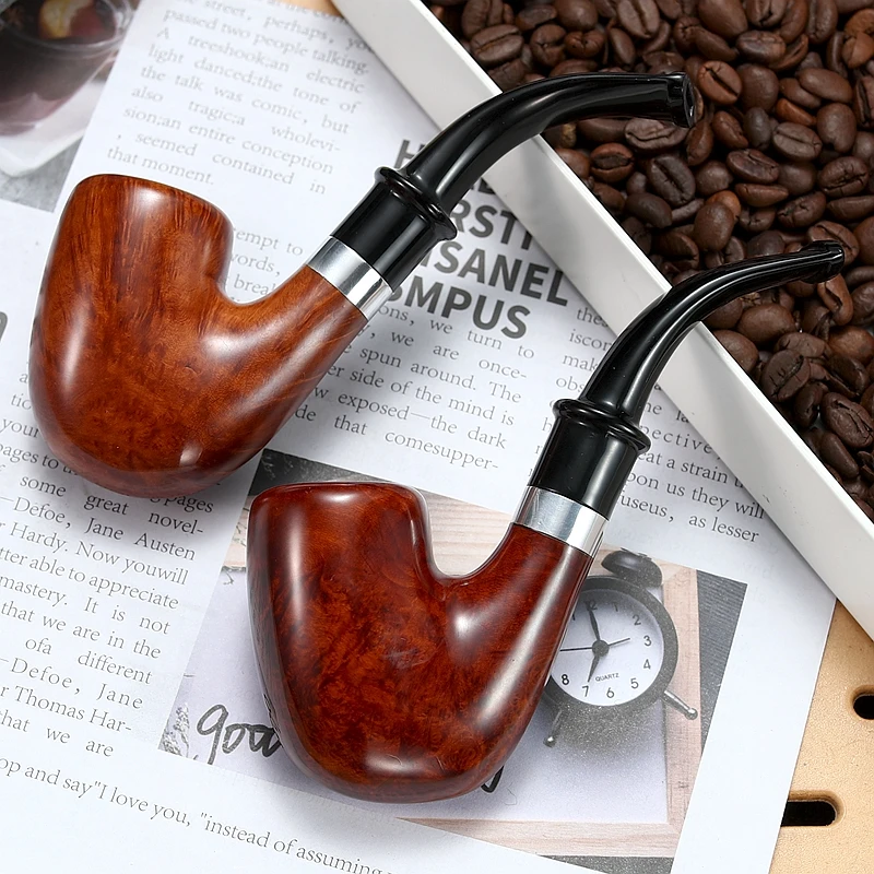 Adous/爱斗仕3MM烟道大叼斗弯斗石楠木手工烟斗旱烟斗进口斗粮草
