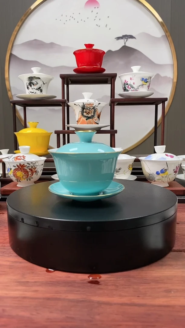 【闪购商品】骨瓷3.2寸盖碗粉丝安排蓝色杯4个