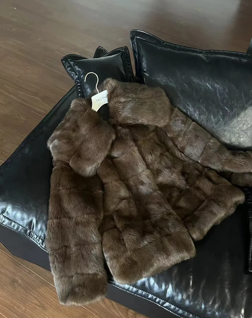 【奢香夫人】农夫色长毛兔中古风冬季时尚皮草外套女55026