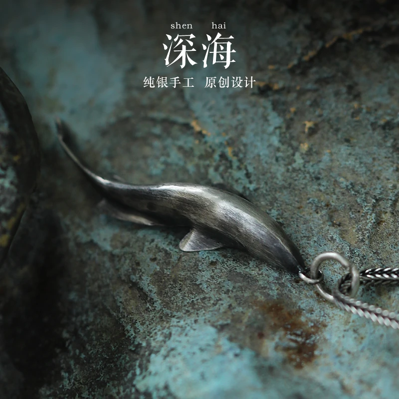 吊坠足银 银术原创999纯银手工锦鲤项链小众设计感男士女吊坠银