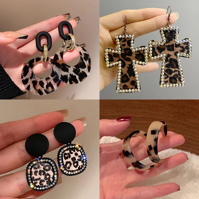 非金属亚克力耳饰 欧美大气豹纹耳环女新款潮耳钉感网红港风耳饰