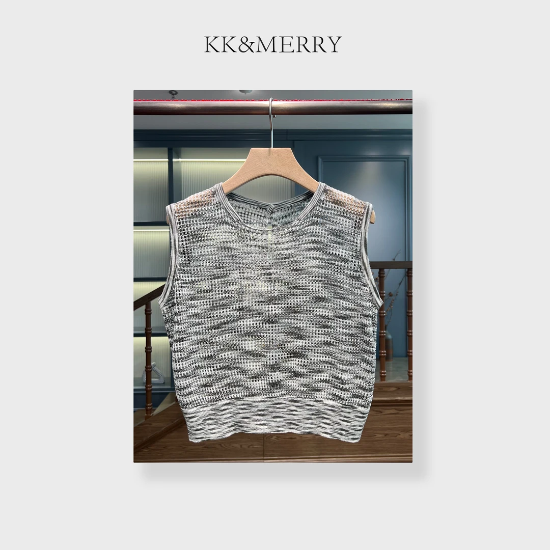 KK&MERRY轻薄透气镂空针织罩衫显瘦百搭背心马甲KKDD135