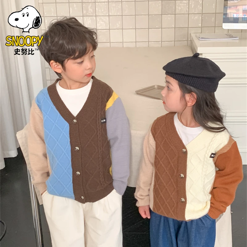 Snoopy/史努比男童女童毛衣儿童针织开衫小女孩时髦宝宝春秋外套