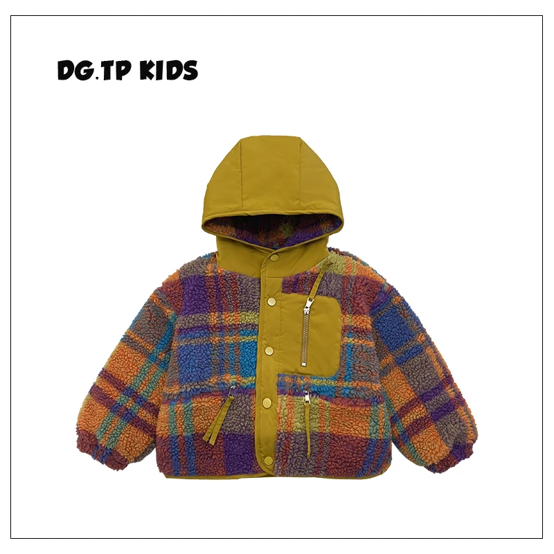 【向子】冬装儿童韩版潮流彩色复古格子加厚保暖连帽外套AD0202-TH3