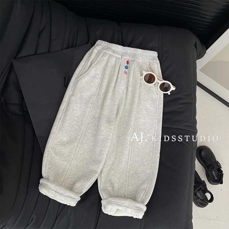 【Umi现货】冬装韩版儿童简约日常一体绒加绒加厚休闲裤MPG5220