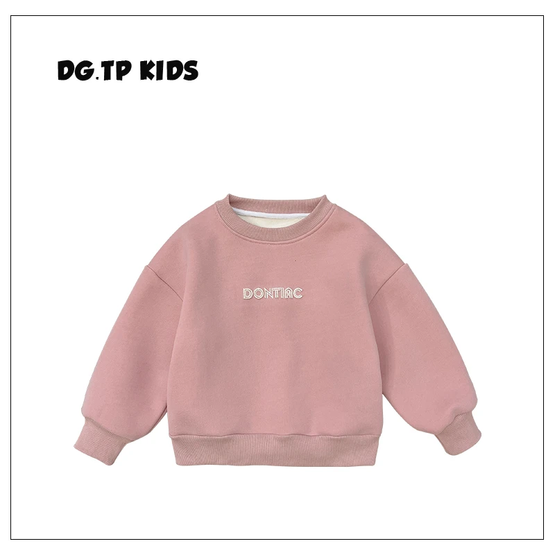 【向子】冬装儿童韩版时尚字母休闲宽松粉嫩套头加绒卫衣AD0210-TH3