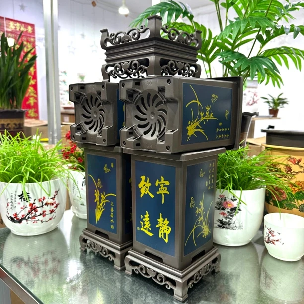 2个 高档棕色 宁静致远 兰花盆 (上口直径15厘米，盆高度约22厘米)