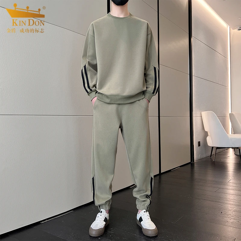 金盾秋季新款休闲二件套春秋季青少年时尚百搭简约长袖卫衣套装男