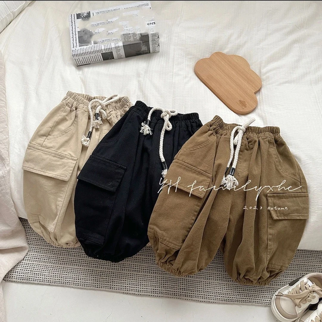 优选男童裤子2023秋季新款儿童韩版休闲工装裤百搭运动宽松潮流长