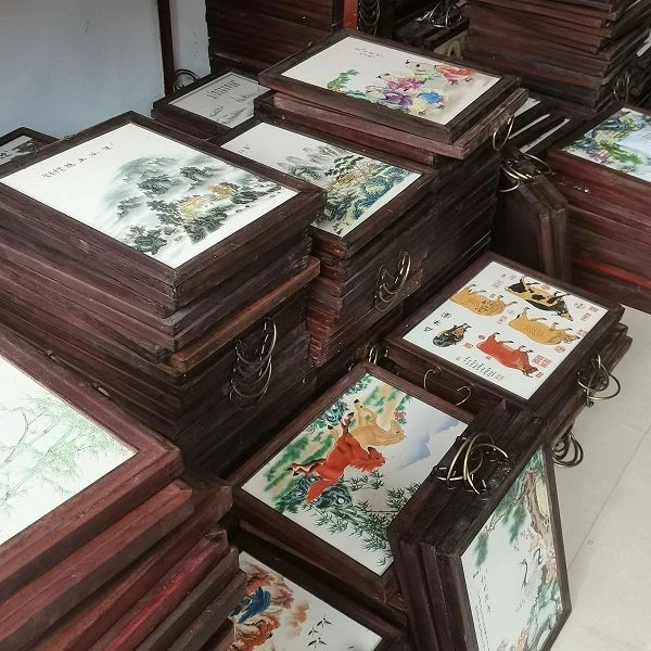 瓷板画景德镇仿古陶瓷客厅装饰艺术品装饰画实木框挂画高36*宽28
