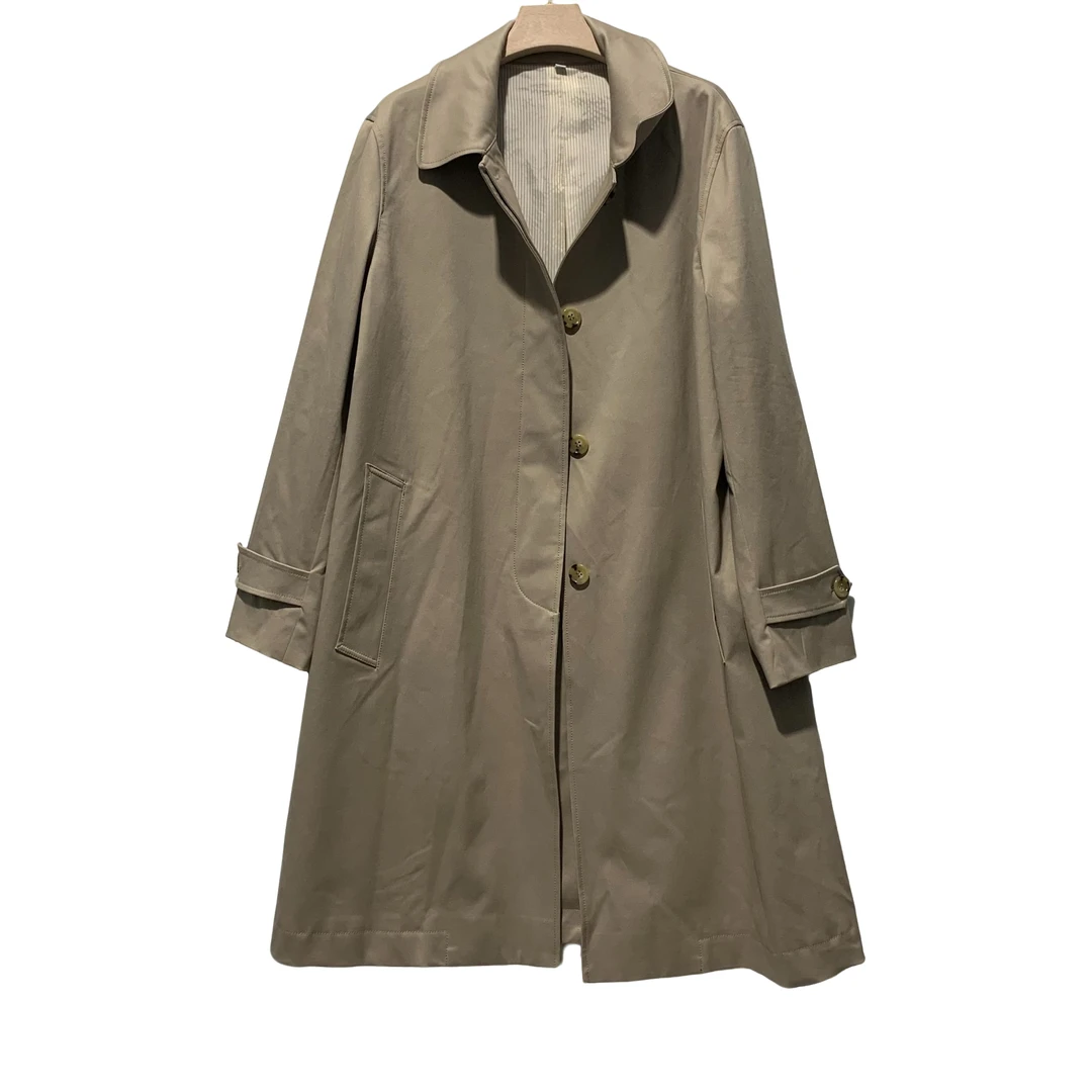 【2490】女装中长款风衣时尚休闲百搭春秋季设计师通勤风翻领