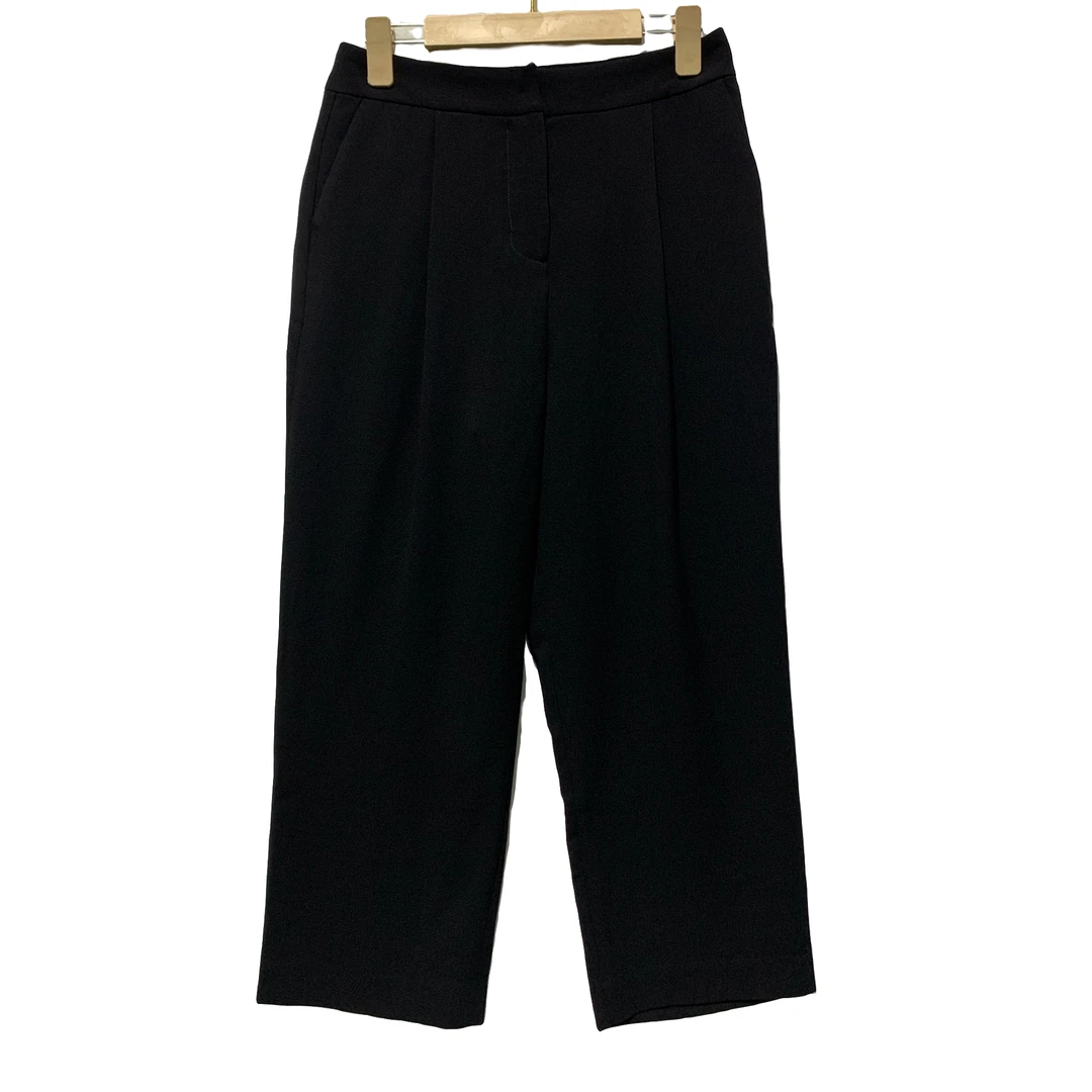 【4022】女士九分阔腿裤纯色黑色显瘦气质高腰时尚休闲百搭夏季