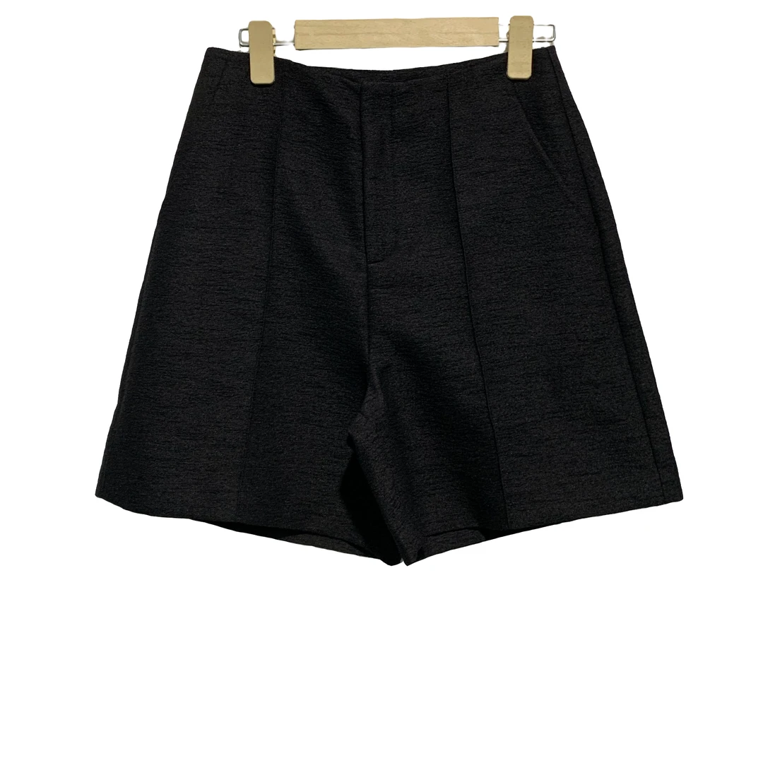 【8710】女士纯色短裤四分裤舒适时尚百搭夏季设计师高腰简约