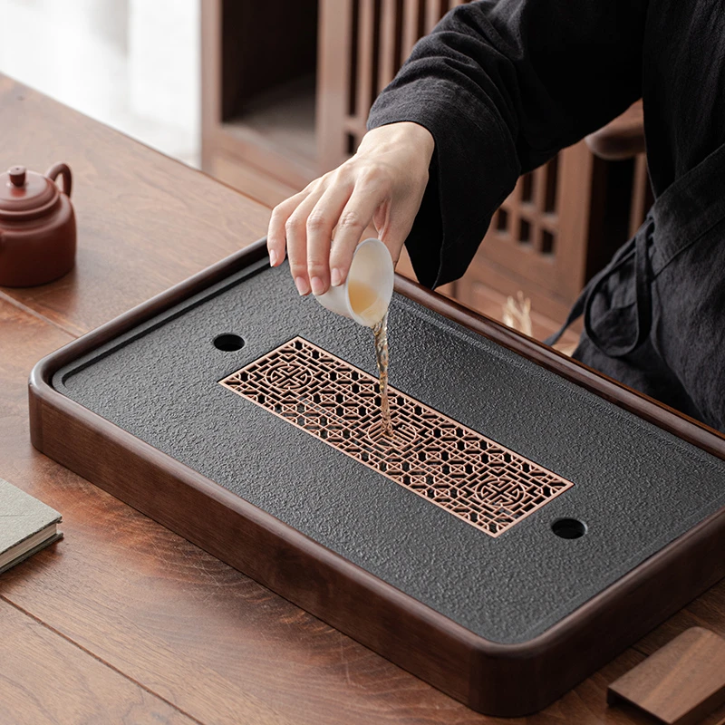 茶盘家用小型仿乌金石茶海干泡台客厅茶具茶托盘陶瓷功夫茶台