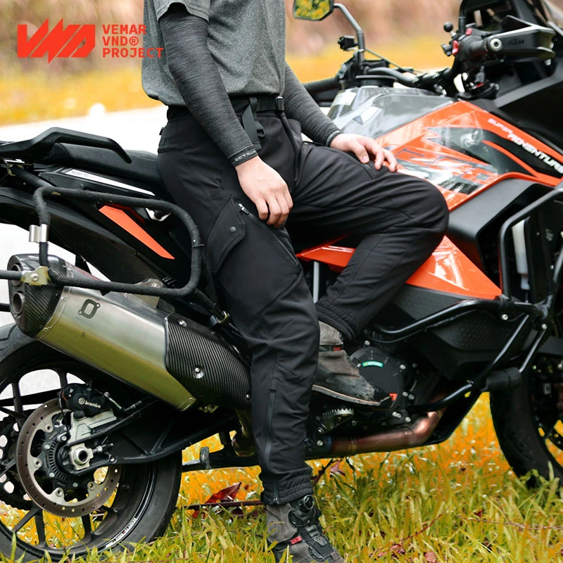 VND摩托车冬季防风保暖骑行工装裤男机车防风防水加绒保暖骑行裤