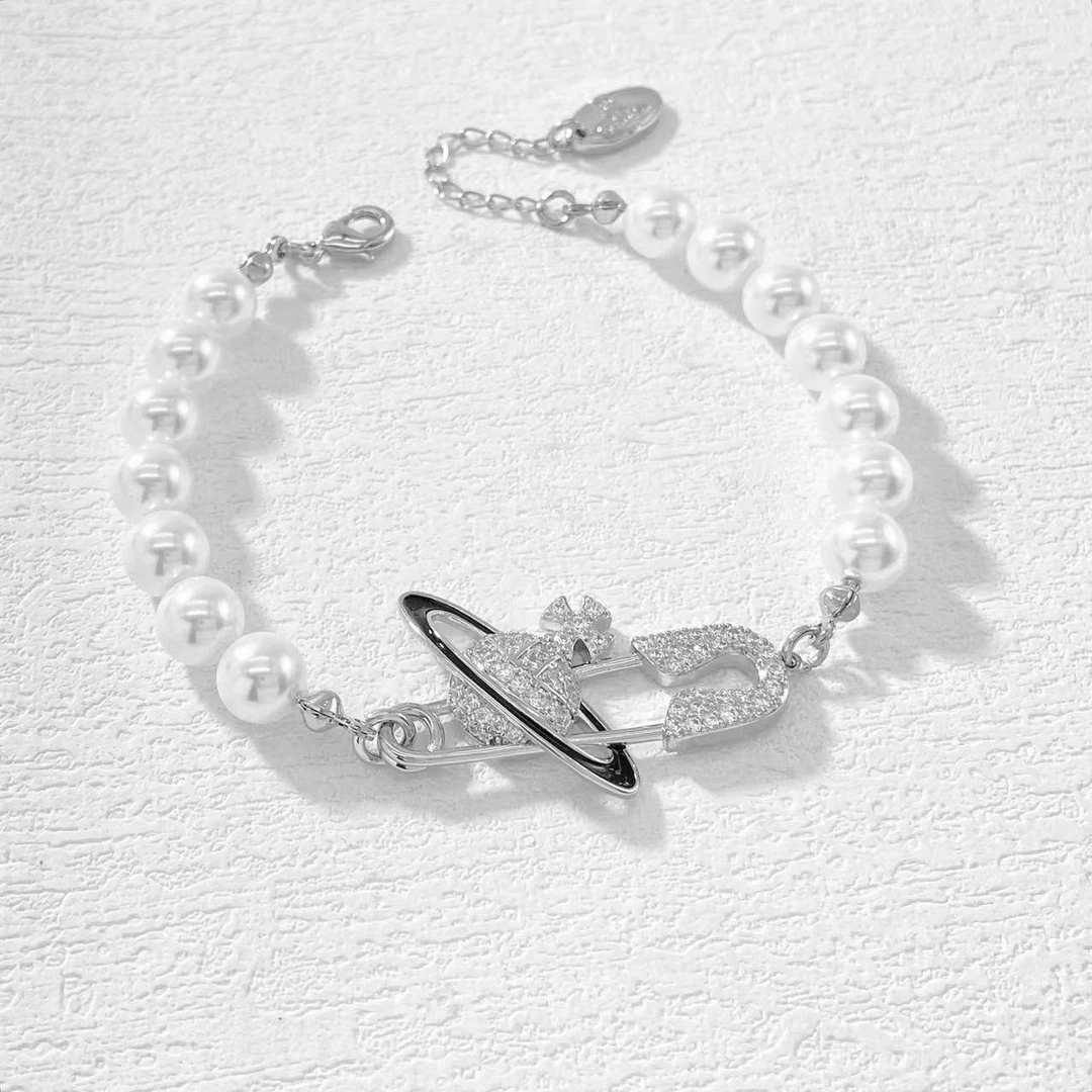 铜合金手链 木木（BL60）预售 20厘米 精镶别针土星奶油珠子手链