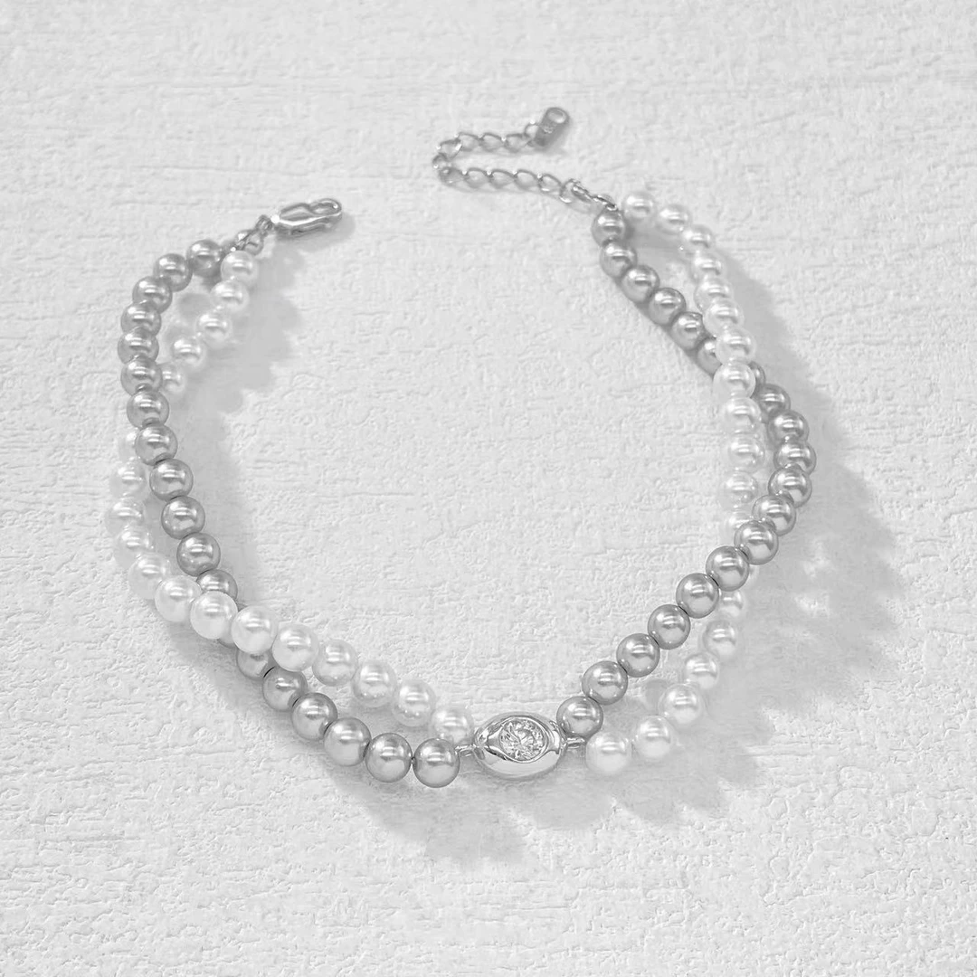 925银手链 木木（YS280） 20厘米 拼色麻花扭珠子小气泡手链