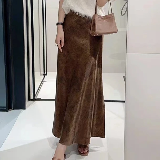 醋酸半身裙2024夏季新款复古气质女装