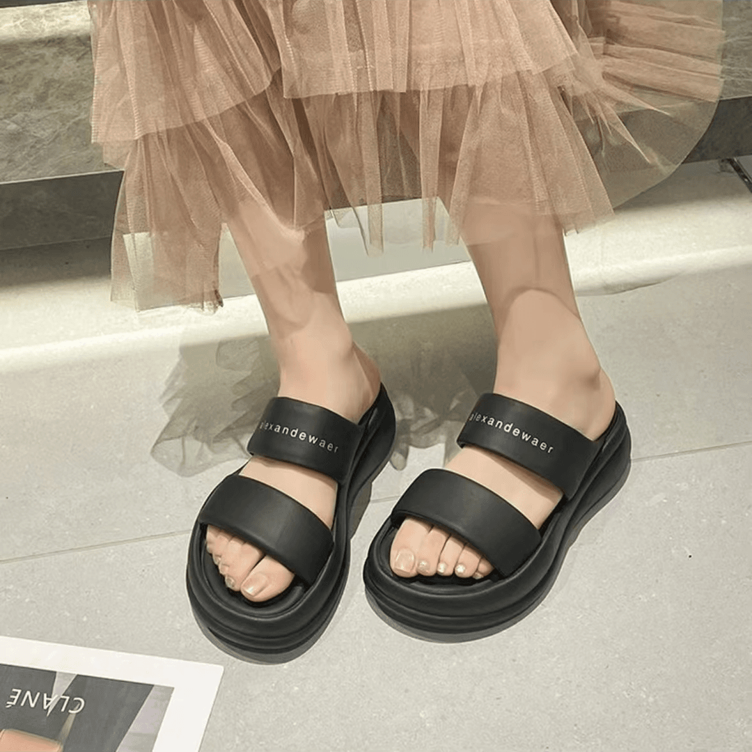 女2024夏季新款韩版ins潮百搭厚底透气一字拖凉拖X201//C