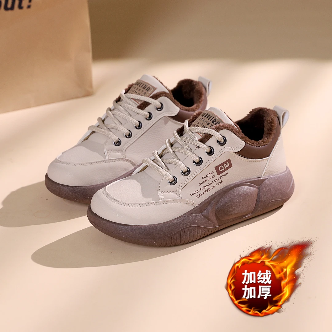 2024秋冬季新款韩版ins潮百搭厚底女鞋加绒休闲鞋G5802//C