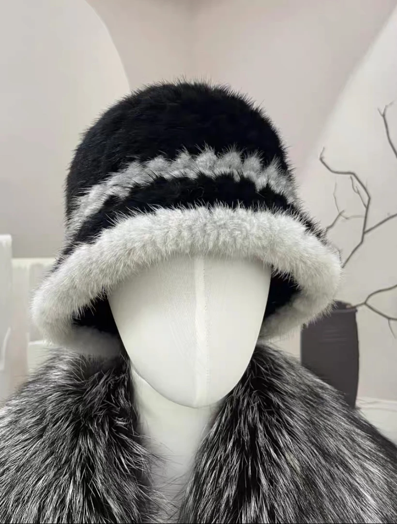 新款 秋冬女款针织帽保暖护耳时尚百搭水桶帽