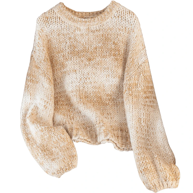 丝柏舍2024冬装新款女装短款长袖慵懒风圆领宽松毛衣S43X9457M