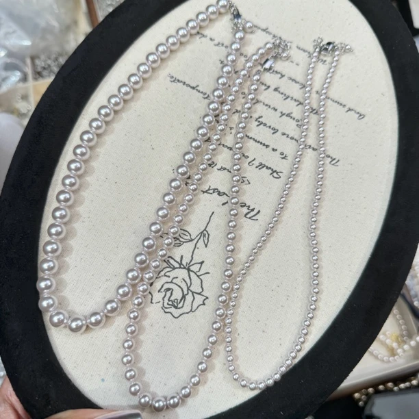 铜合金仿珍珠项链 高亮香芋紫淡紫色施家贝珠系列项链