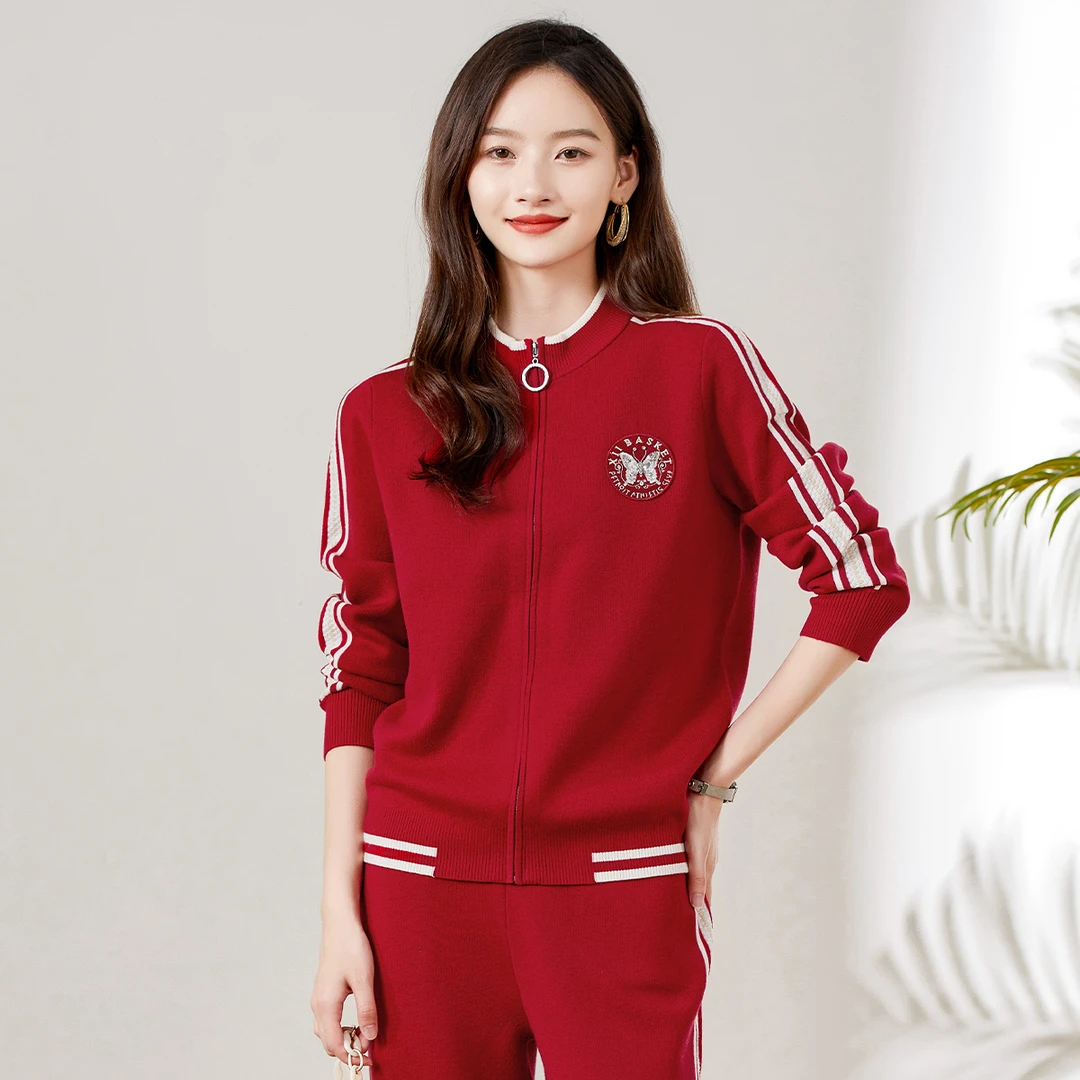 ToyzY秋款时尚精工刺绣显瘦羊毛混纺针织外套女士春秋7C53306650