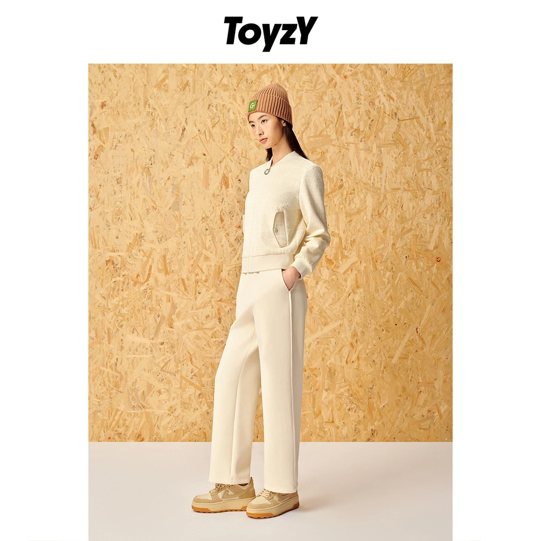 ToyzY24春新款休闲时尚复古烧花运动直筒裤7C54120500气质