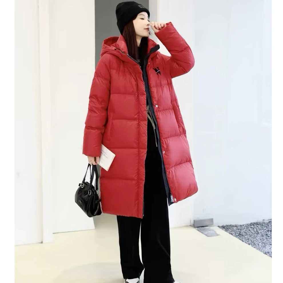 ToyzY冬款90白鸭绒高克重保暖时尚连帽中长休闲羽绒服7C53508020
