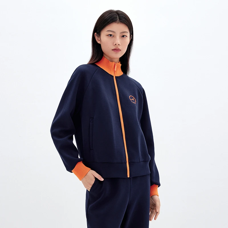 十二篮专选撞色空气棉运动立领外套女7C64510010