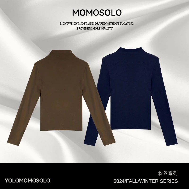 MOMOSOLO(YM123)打底衫长袖针织休闲修身半高领保暖秋冬季YM123
